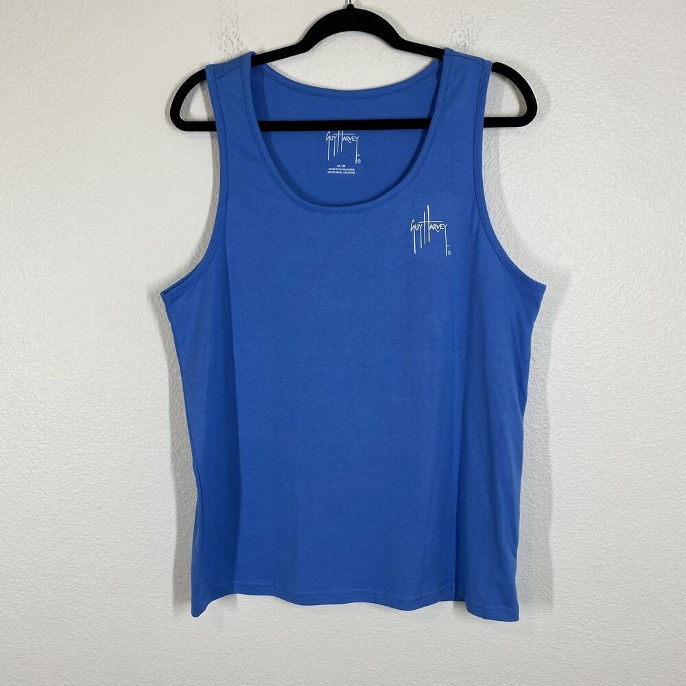 Guy Harvey Shirt Mens Medium Blue Tank Top Outfitters Marlin Graphic Sleeveless